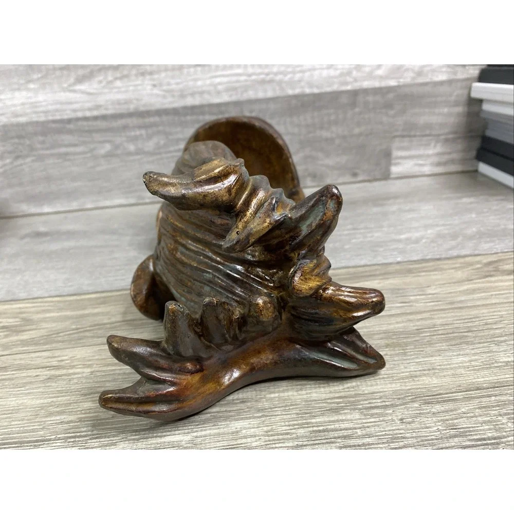 Japanese Fish Bowl Sculpture, Vintage Resin Wood‎ Look Koi Candle Holder